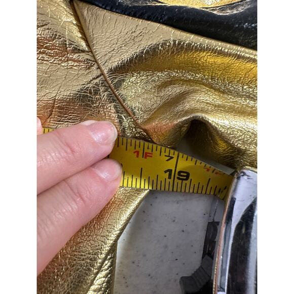 NEW We The Free People M Fast Lane Metallic Gold Vegan Leather Moto Jkt $198 B12 - Picture 7 of 9